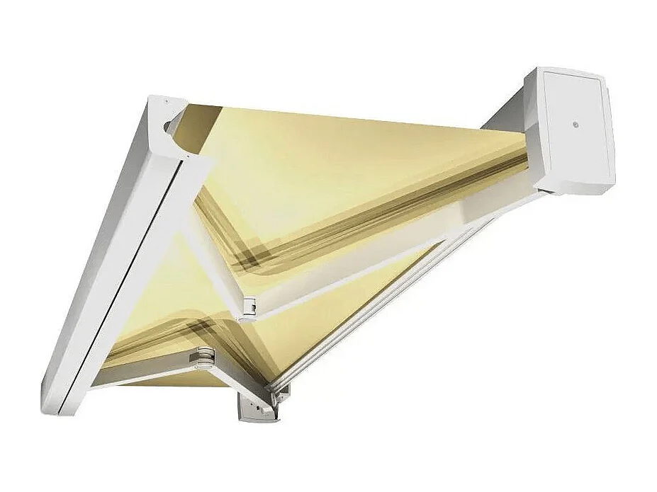 Tenda cassonetto SOA 5,00x3,50 m Motorizzato + Emergenza + LED - Bianco - Beige