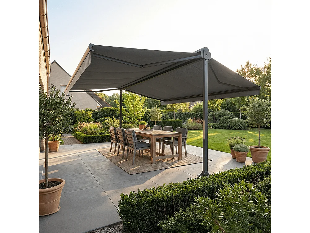 Tenda doppia pendenza ENARGITE 6,00x2x3,00 m Manuale - Grigio - Grigio
