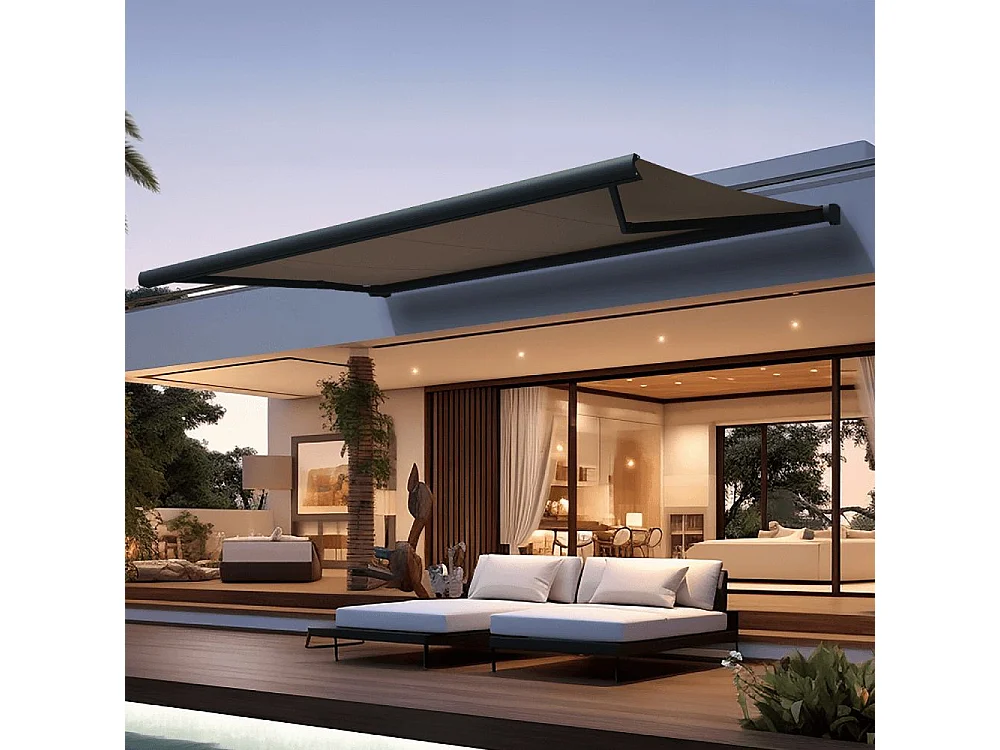 Store banne coffre CINABRE 3,00x2,00 m Manuelle - Gris - Taupe