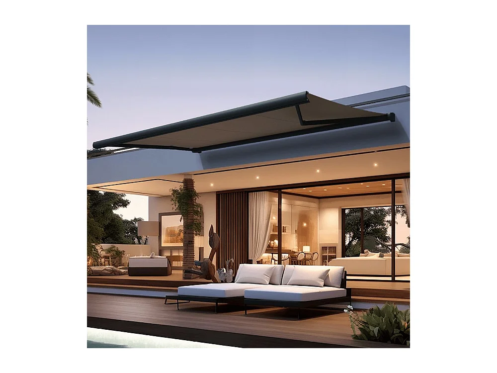 Store banne coffre CINABRE 3,00x2,00 m Manuelle - Gris - Taupe