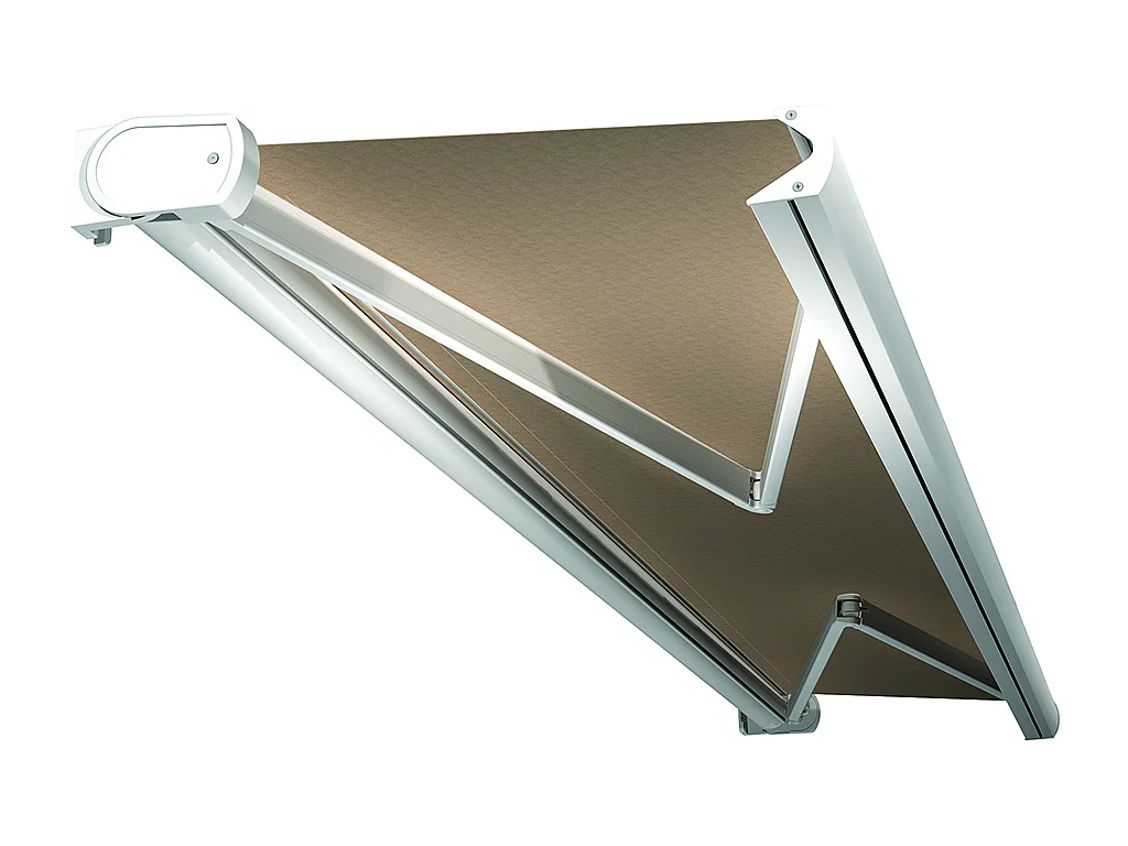 Store banne coffre LOUISA 3,00x2,00 m Manuelle - Blanc - Taupe