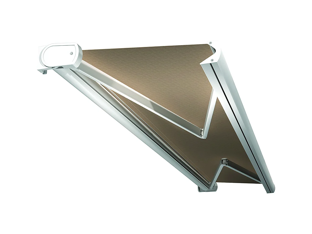 Store banne coffre LOUISA 3,00x2,00 m Manuelle - Blanc - Taupe