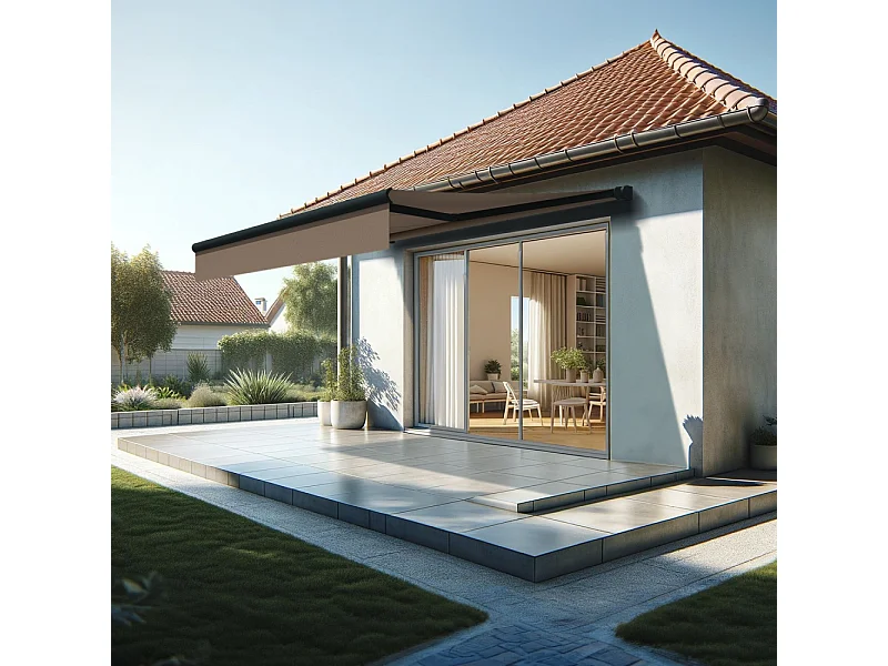 Store loggia AMARITE 3,00x2,00 m Motorisé à Interrupteur - Gris - Taupe