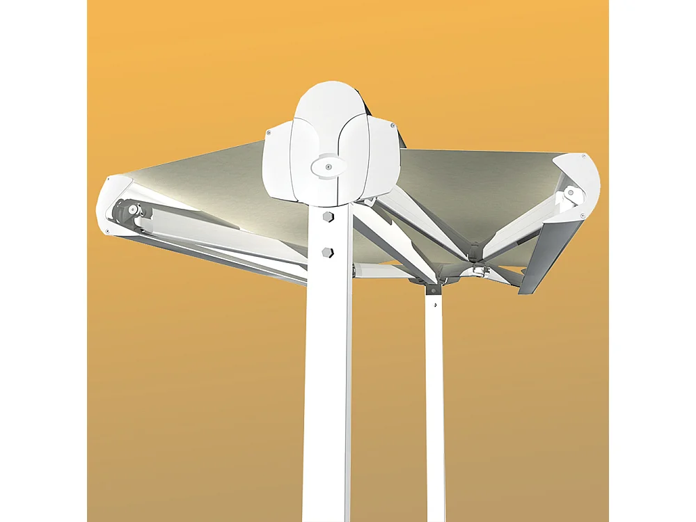 Tenda doppia pendenza ENARGITE 6,00x2x3,00 m Manuale - Bianco - Beige