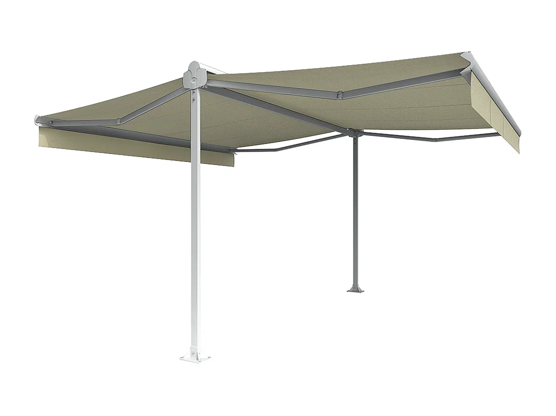 Store double pente ENARGITE 6,00x2x3,00 m Manuelle - Blanc - Écru
