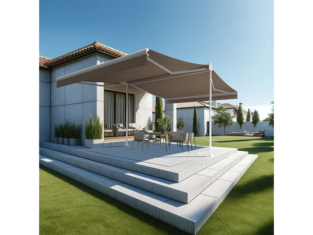 Tenda doppia pendenza ENARGITE 4,00x2x3,00 m Motorizzato a Telecomando - Bianco - Talpa