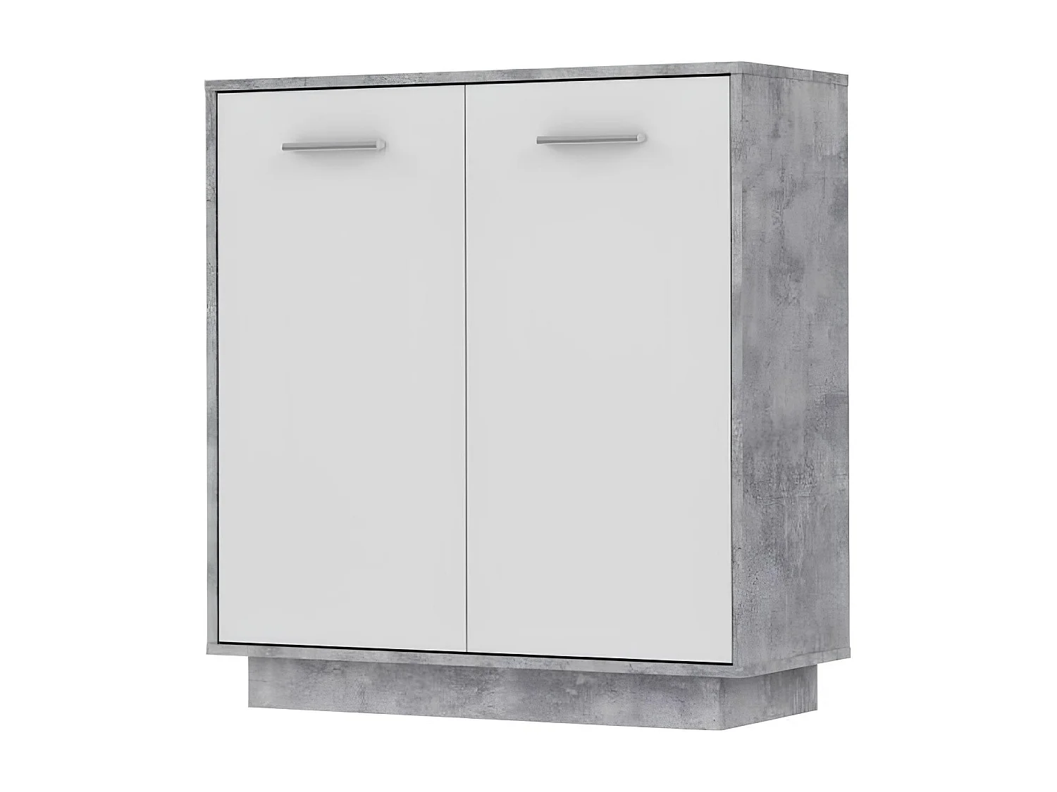 Buffet bas 2 portes blanc et béton clair, Pilvi
