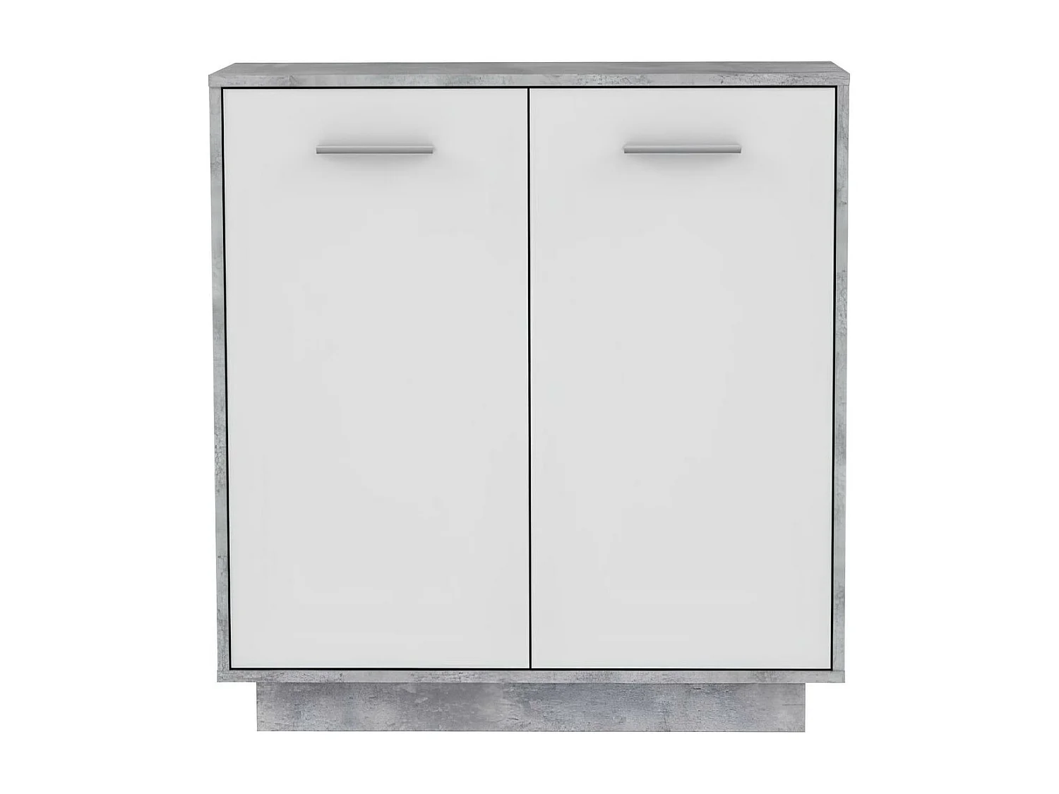 Buffet bas 2 portes blanc et béton clair, Pilvi