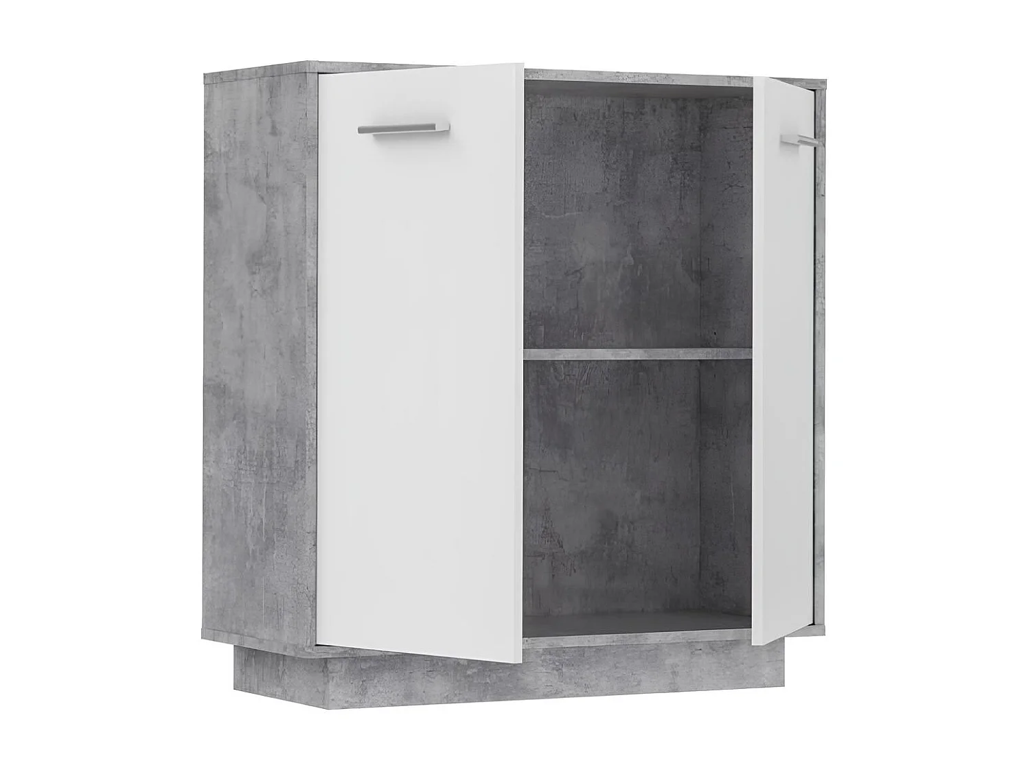Buffet bas 2 portes blanc et béton clair, Pilvi