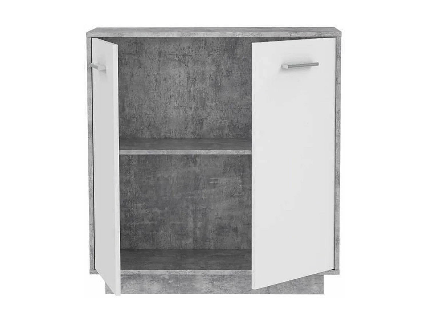 Buffet bas 2 portes blanc et béton clair, Pilvi