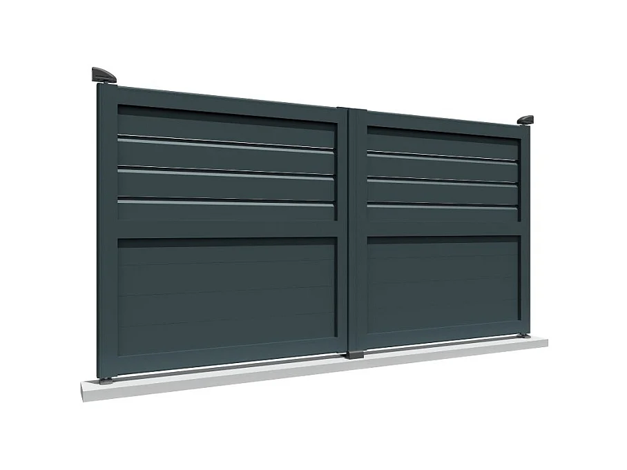 Portail double battant motorisé mixte L 4000 x H 1625 mm - Gris anthracite RAL7016ST