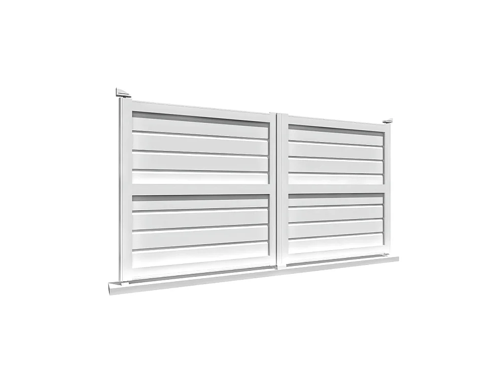 Cancello battente privacy motorizzato L 3500 x H 1880 mm - Bianco brillante RAL9010