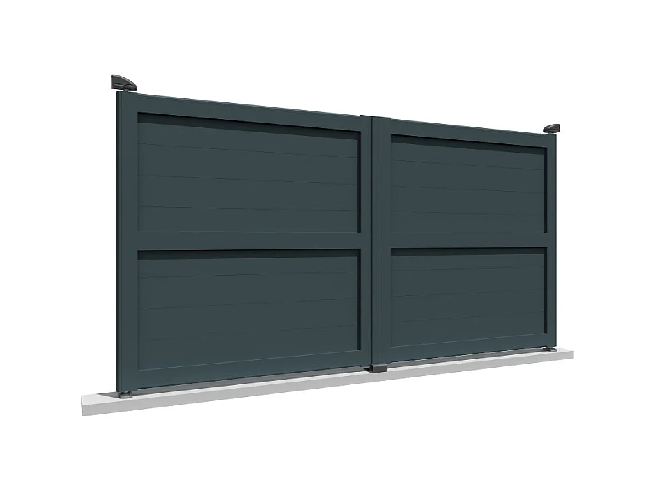 Portail double battant motorisé plein L 3500 x H 1907 mm - Gris anthracite RAL7016ST