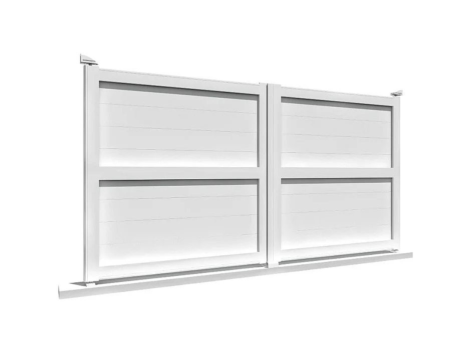 Portail double battant motorisé plein L 3500 x H 1907 mm - Blanc satiné RAL9010