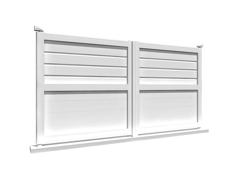 Portail double battant motorisé mixte L 4000 x H 1937 mm - Blanc satiné RAL9010