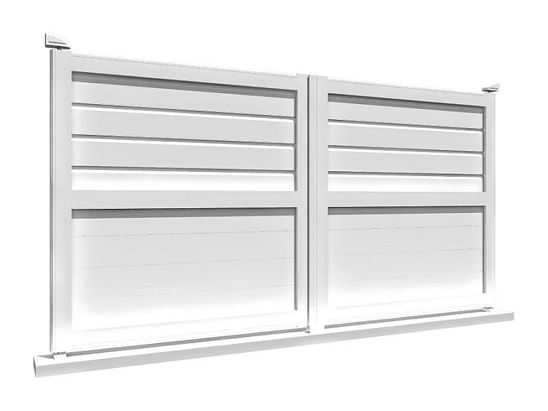 Portail double battant motorisé mixte L 4000 x H 1937 mm - Blanc satiné RAL9010