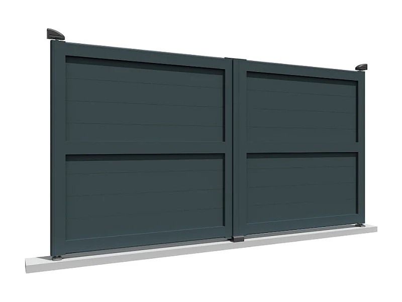 Portail double battant motorisé plein L 4000 x H 1757 mm - Gris anthracite RAL7016ST