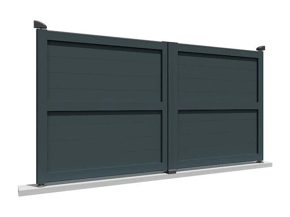 Cancello battente pieno motorizzato L 4000 x H 1757 mm - Grigio antracite RAL7016ST