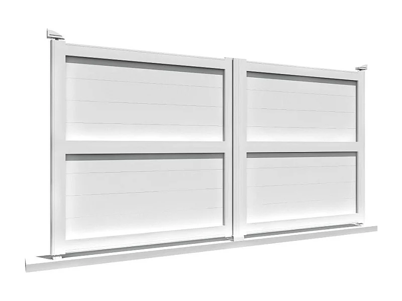 Portail double battant motorisé plein L 4000 x H 1757 mm - Blanc satiné RAL9010
