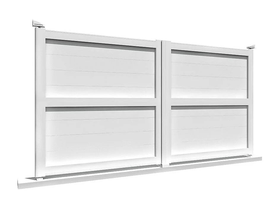 Cancello battente pieno motorizzato L 3500 x H 1606 mm - Bianco brillante RAL9010