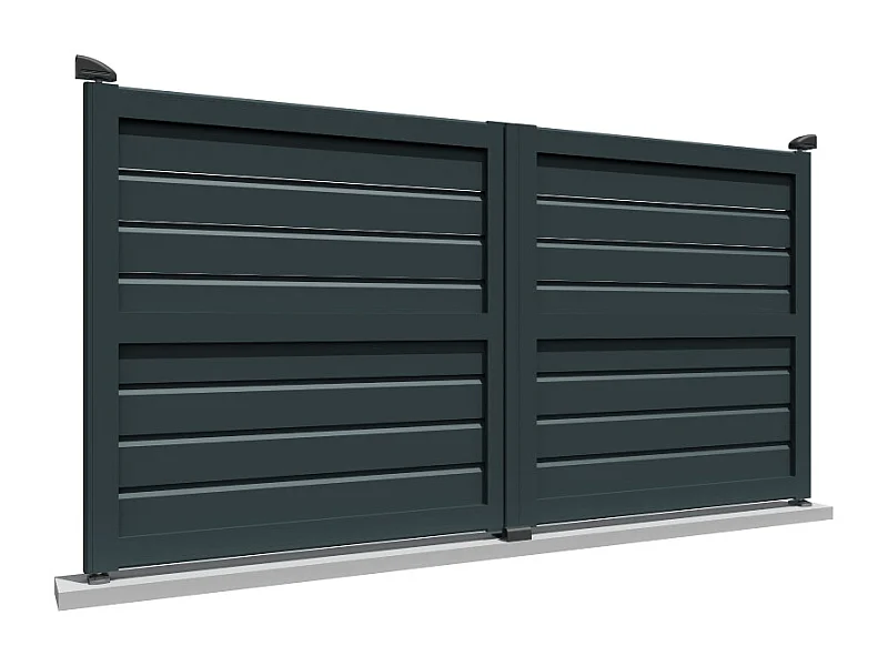 Portail double battant motorisé brise-vue L 4000 x H 1730 mm - Gris anthracite RAL7016ST