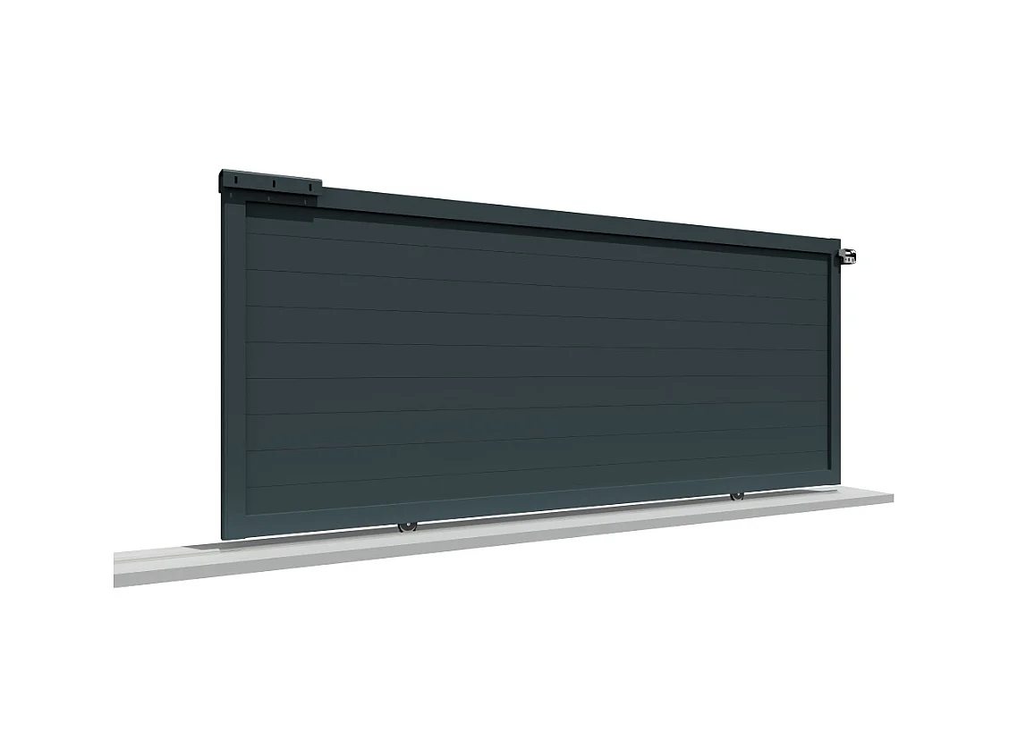 Portail coulissant motorisé plein L 3000 x H 1542 mm - Gris anthracite RAL7016ST