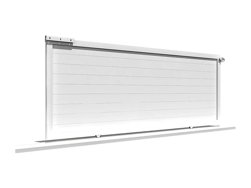 Portail coulissant motorisé plein L 3500 x H 1843 mm - Blanc satiné RAL9010