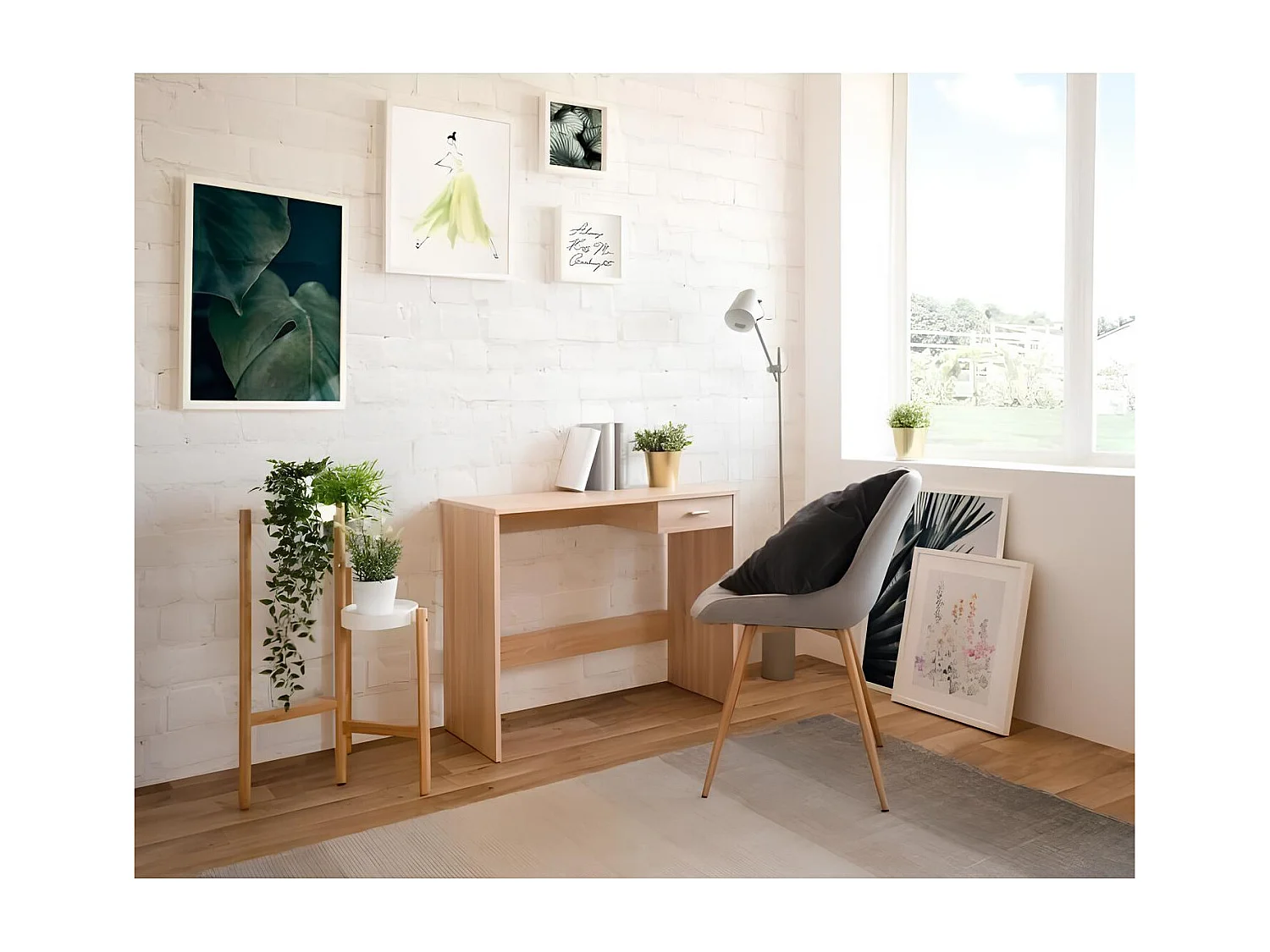 Bureau 1 tiroir décor chêne sonoma 89 cm, Fritz 30