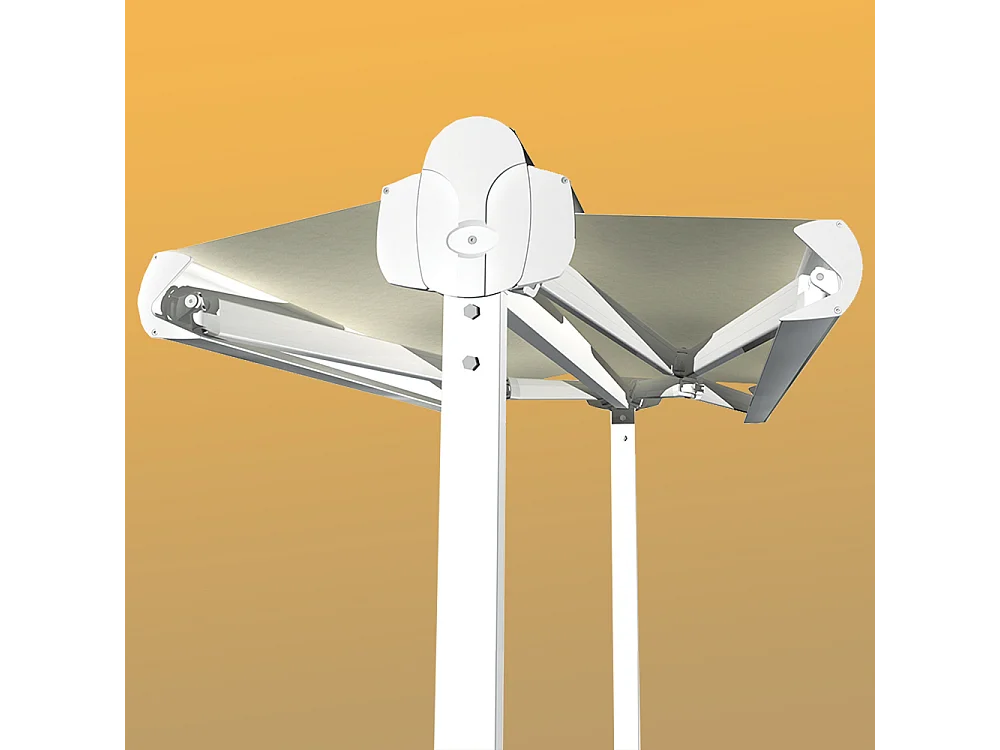 Tenda doppia pendenza ENARGITE 4,00x2x3,00 m Motorizzato a Telecomando - Bianco - Beige