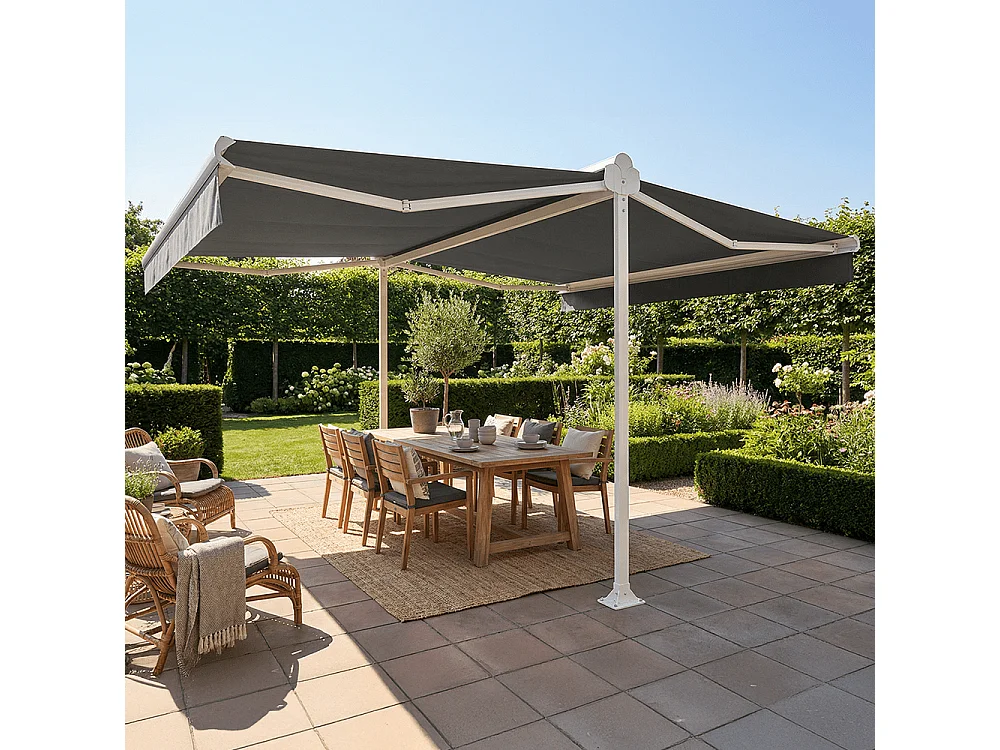 Store double pente ENARGITE 4,00x2x3,00 m Manuelle - Blanc - Gris