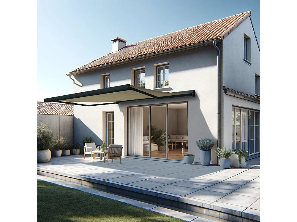 Tenda cassonetto SOA 4,10x3,50 m Motorizzato + Emergenza - Grigio - Beige