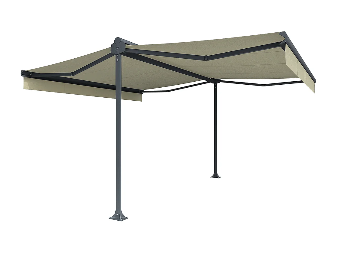 Store double pente ENARGITE 6,00x2x3,00 m Manuelle - Gris - Écru
