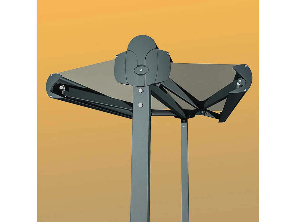 Store double pente ENARGITE 6,00x2x3,00 m Motorisé à Télécommande - Gris - Gris