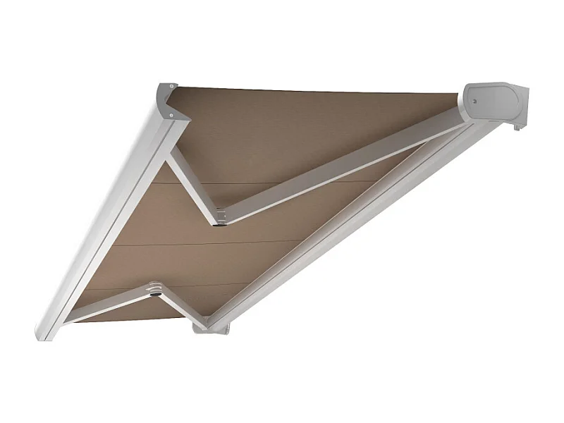 Store banne coffre CINABRE 3,00x2,00 m Motorisé à Télécommande - Blanc - Taupe