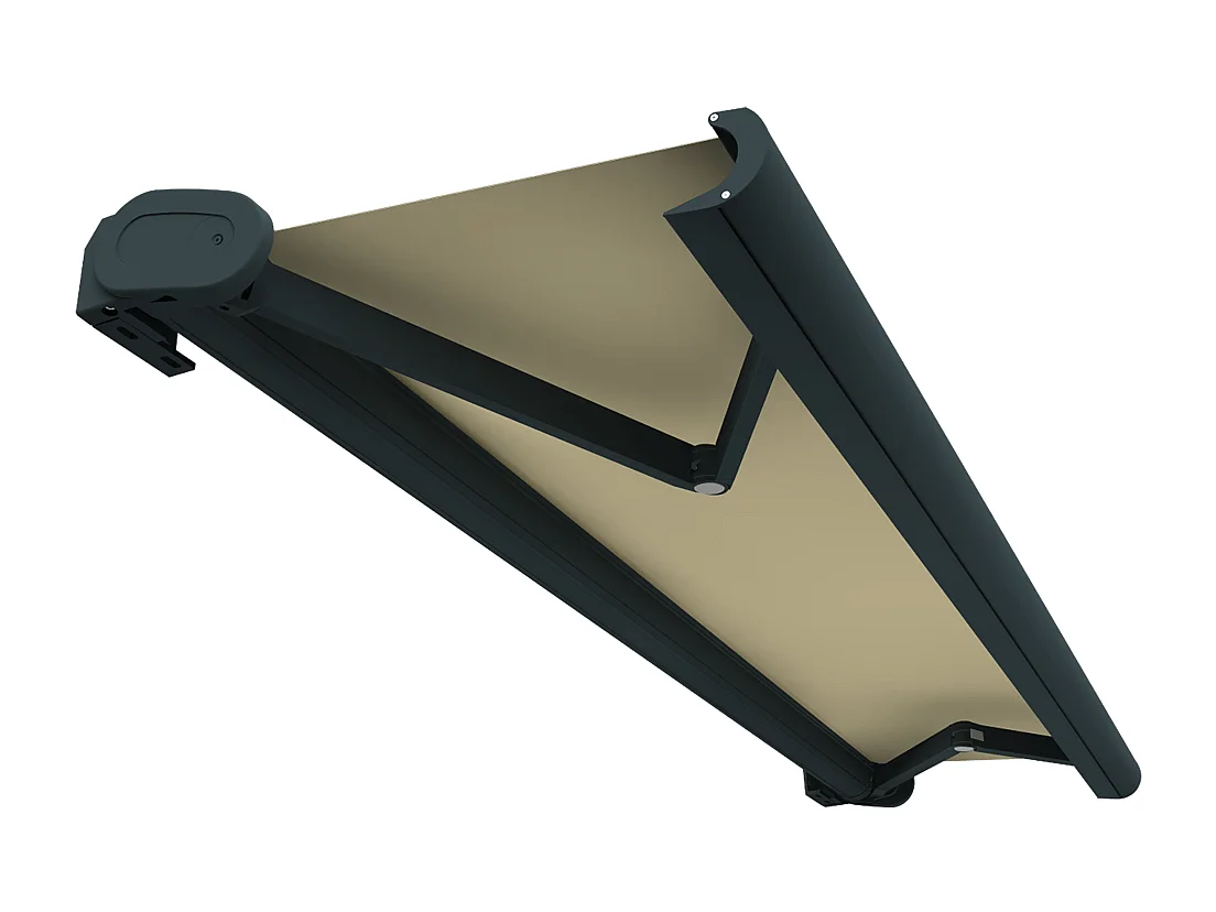 Tenda cassonetto HEVOA 6,00x3,50 m Motorizzato + Emergenza + LED - Grigio - Beige