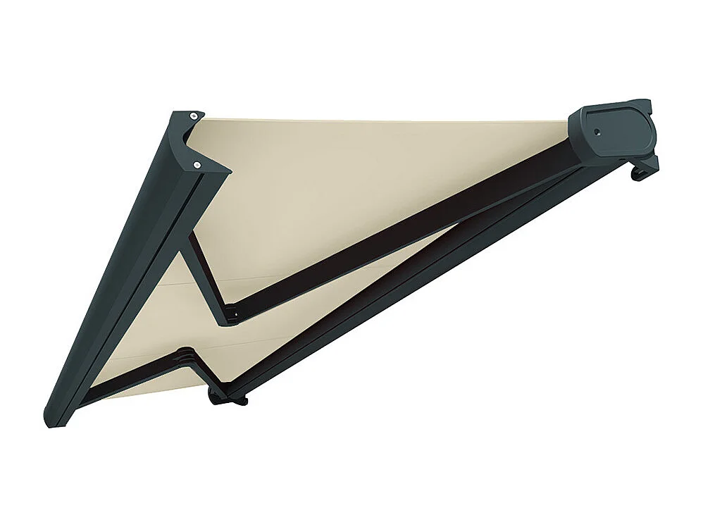 Tenda da sole cassonata CINABRE 3 x 2 m - Manuale - Grigio antracite, telo acrilico beige chiaro