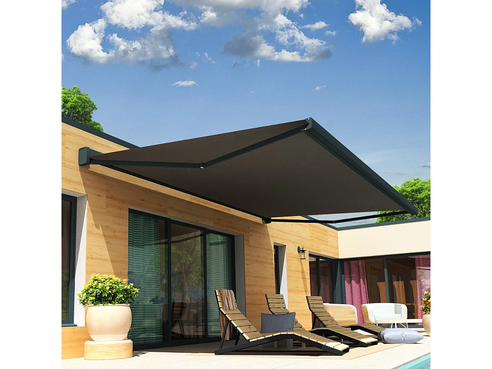 Tenda cassonetto SOA 4,10x3,50 m Motorizzato + Emergenza + LED - Grigio - Grigio