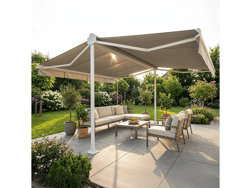 Tenda doppia pendenza ENARGITE 6,00x2x3,00 m Manuale - Bianco - Talpa