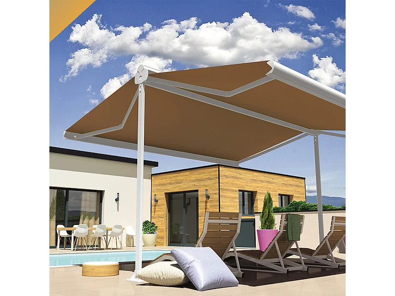 Tenda doppia pendenza ENARGITE 6,00x2x3,00 m Manuale - Bianco - Talpa