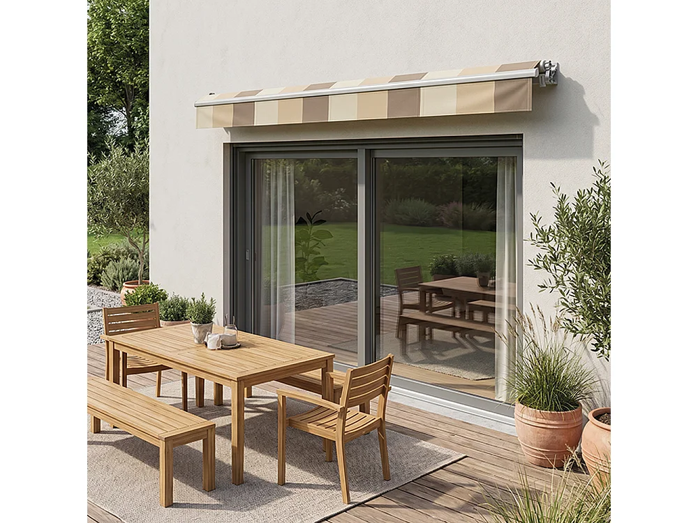 Store banne loggia SAPHIR 4,00x2,50 m Manuelle - Gris clair RAL7035 - Multicolor S014P