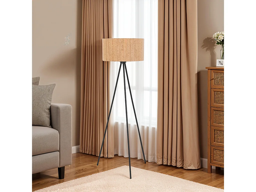 Lampadaire Trépied en Liège "Rene" 145cm Naturel