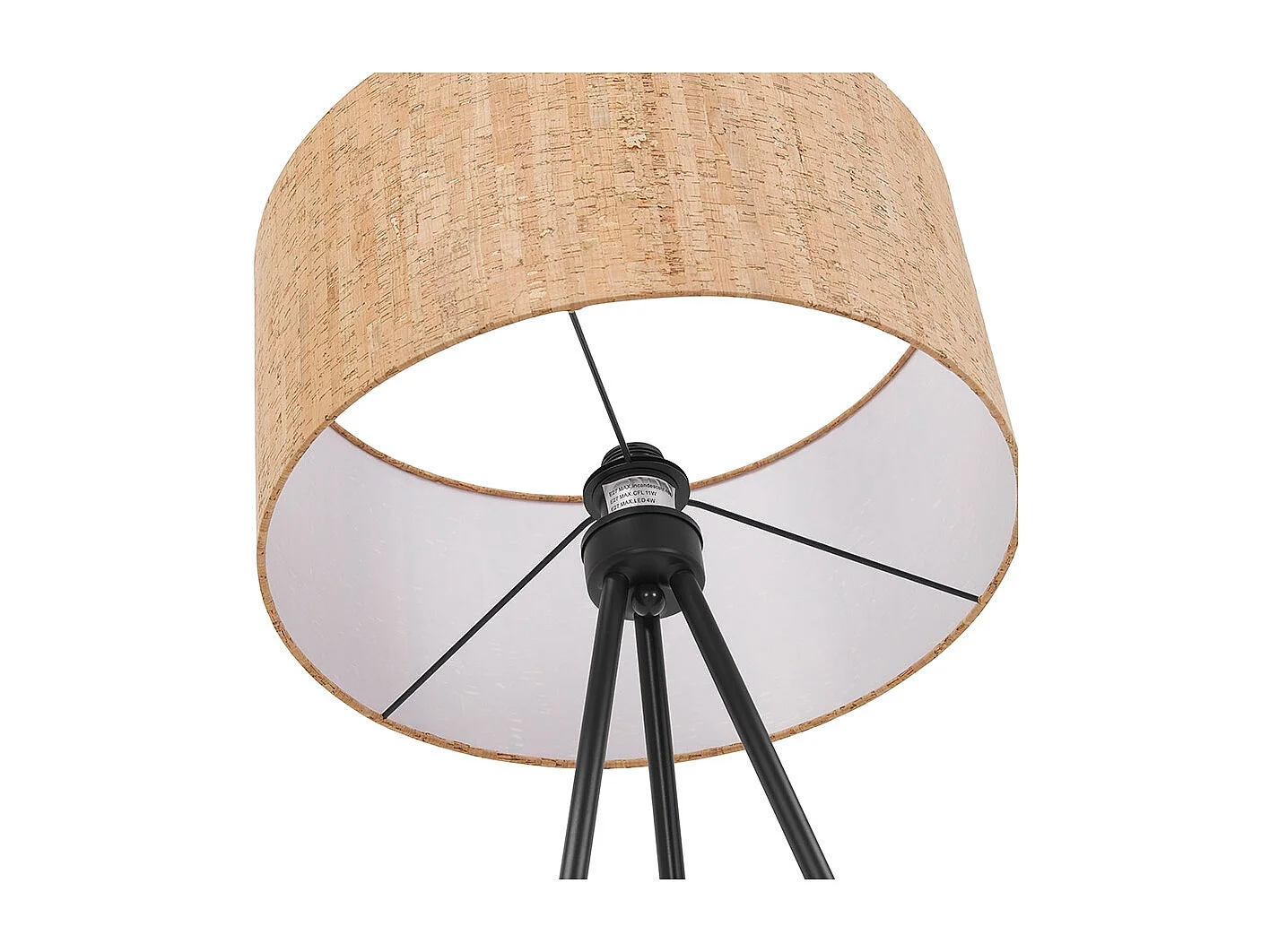 Lampadaire Trépied en Liège "Rene" 145cm Naturel