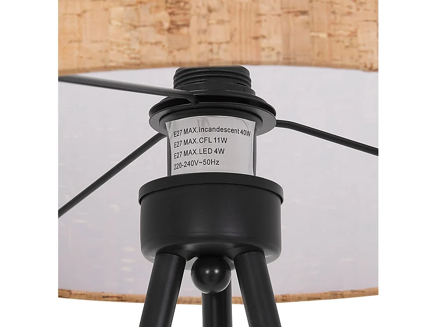 Lampadaire Trépied en Liège "Rene" 145cm Naturel