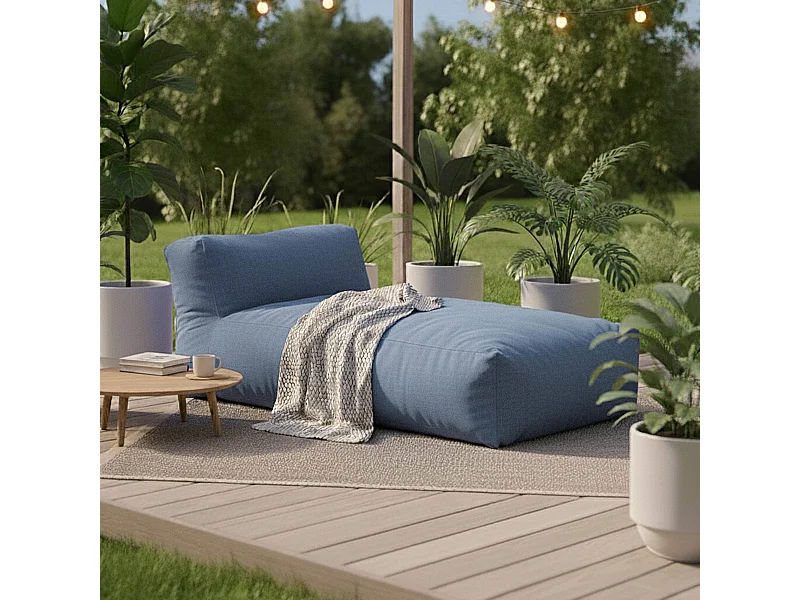 Méridienne pour salon de jardin modulable bleu pacific - Mixi