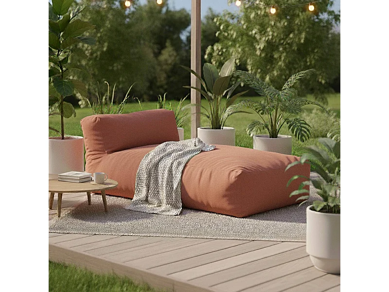 Méridienne pour salon de jardin modulable terracotta - Mixi