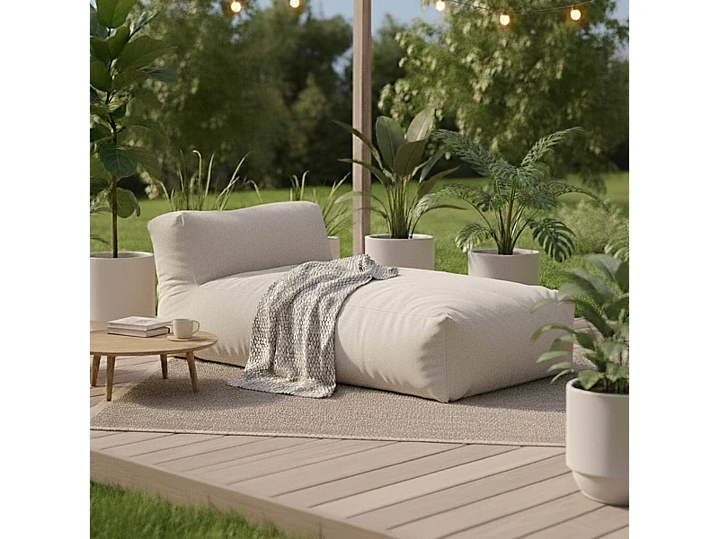 Méridienne pour salon de jardin modulable beige - Mixi