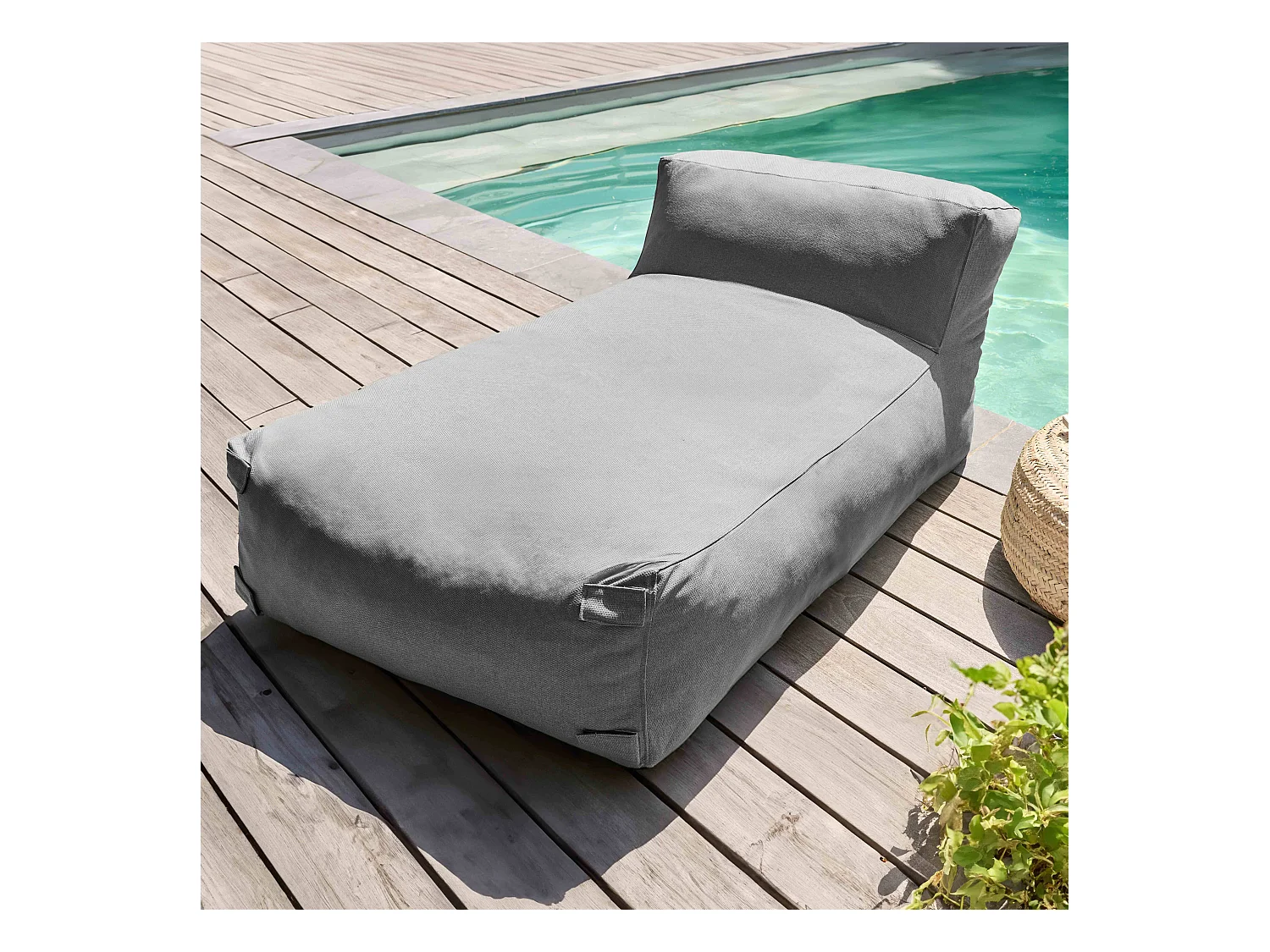Méridienne pour salon de jardin modulable gris - Mixi