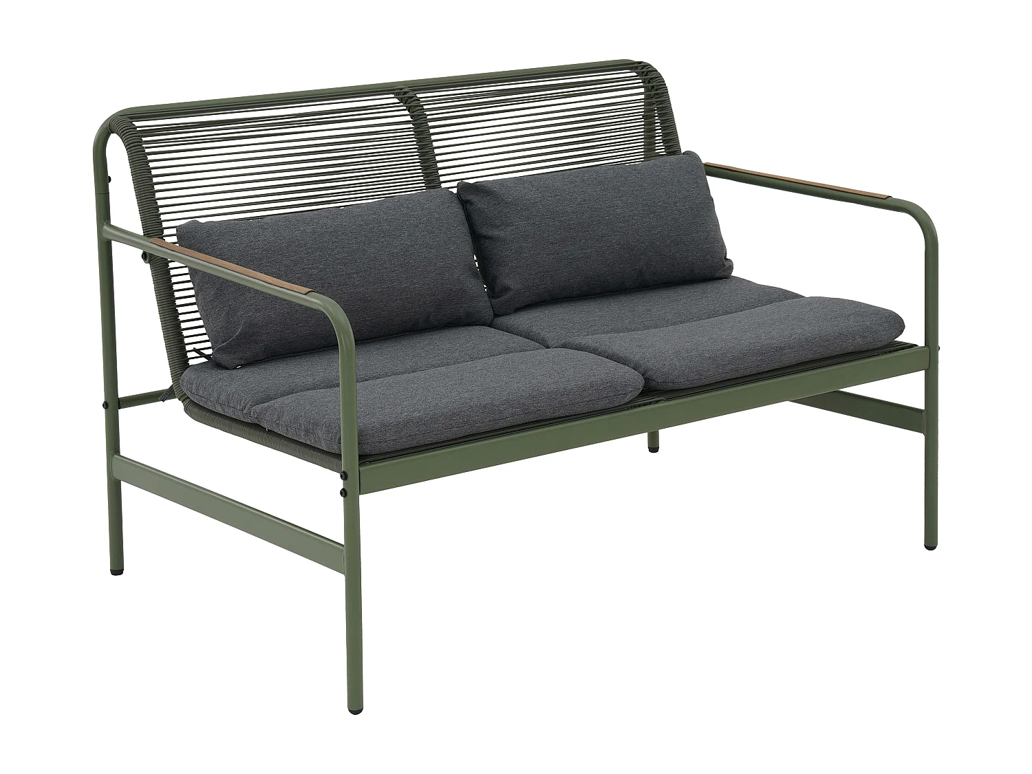 Salon de jardin 4 places en métal vert kaki