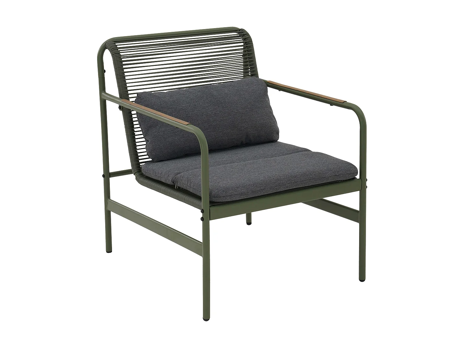 Salon de jardin 4 places en métal vert kaki