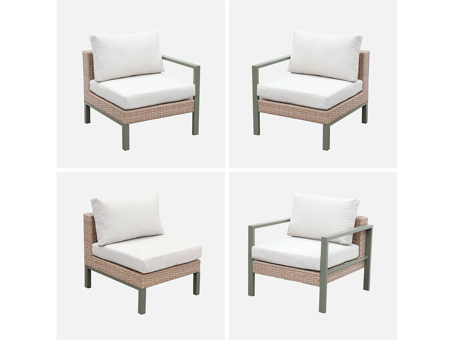 Salon de jardin VELLETRI. beige. aluminium. résine tressée. 5 places L68 x P74 x H63/76cm